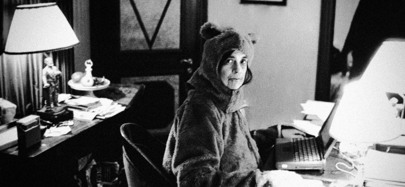 Susan Sontag in a bear costume